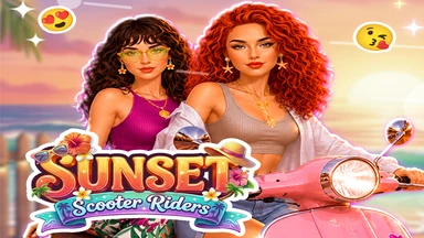 image bg Besties Sunset Scooter Rider